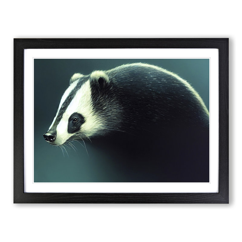 Badger Art - Framed Print, Black, 46cm H x 64cm W x 2cm D
