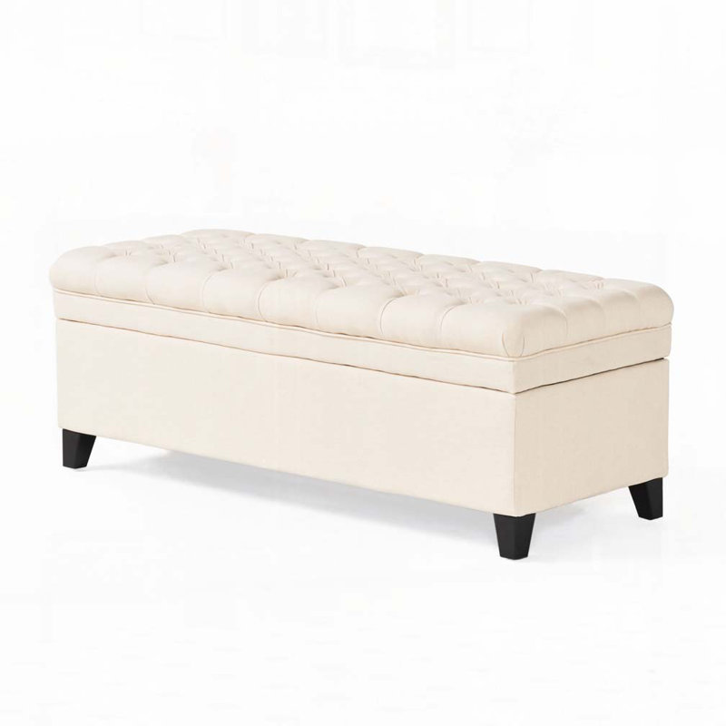 Tufted Button Storage Bench, Beige