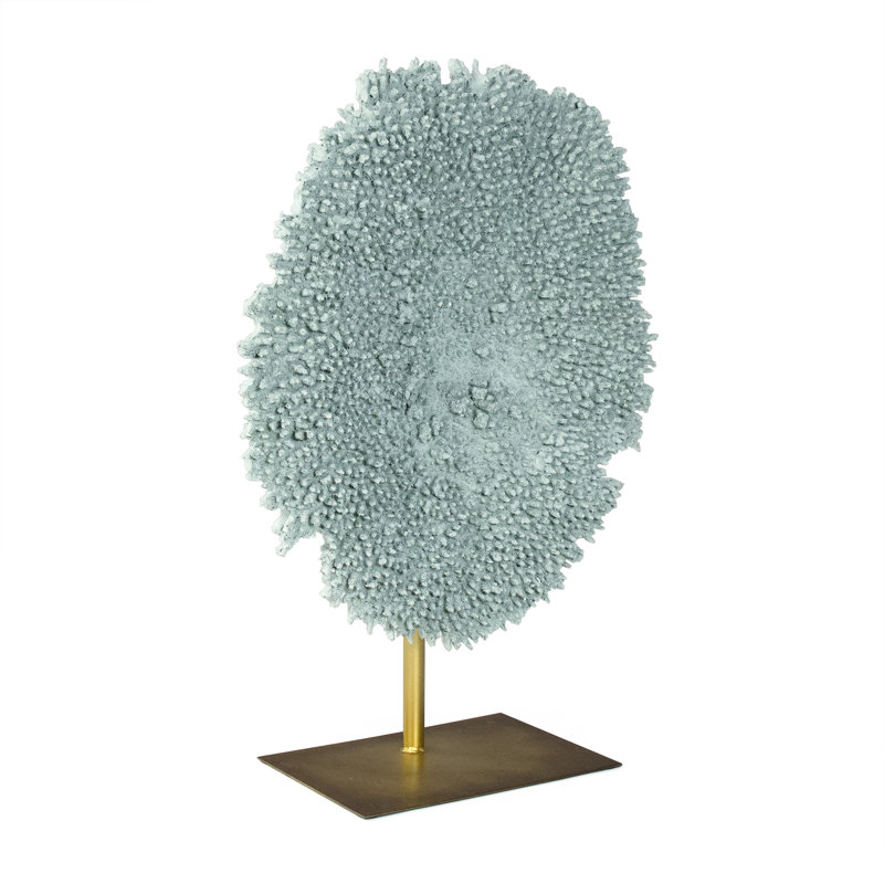 White Coral On Gold Base in , Blue, 26.5" H x 18.5" W x 8" D, Blue