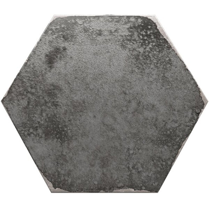 Kalay 9" Hexagon Polished Porcelain Tile, Antracite