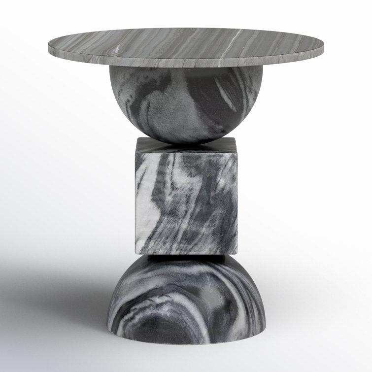 Zed Genuine Marble Pedestal End Table