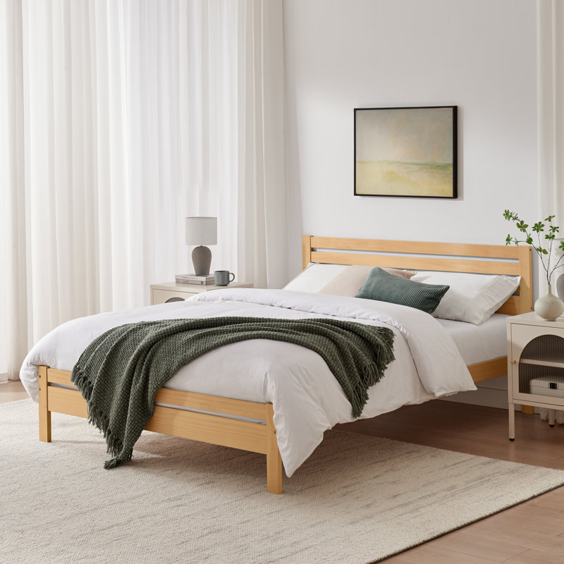 Aichele Solid Wood Bed, Kingsize (5'), Natural Oak
