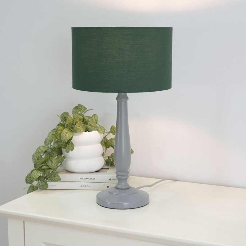Annum Wood Table Lamp, Green, Yes, Grey