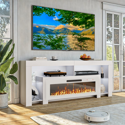 80" Fireplace TV Stand with 50" Electric Fireplace