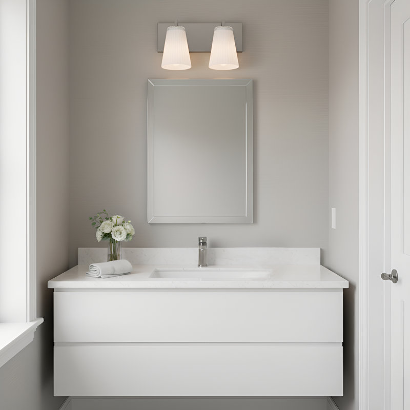 Meuble-lavabo moyen Upson de Génération Éclairage , H 7,75 po x l 12 po x P 6,25 po, Nickel brossé, Deux lumières