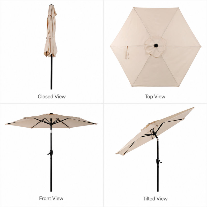 Parasol d'extérieur 10 pi avec sac de transport, sans la base du parasol, Crème