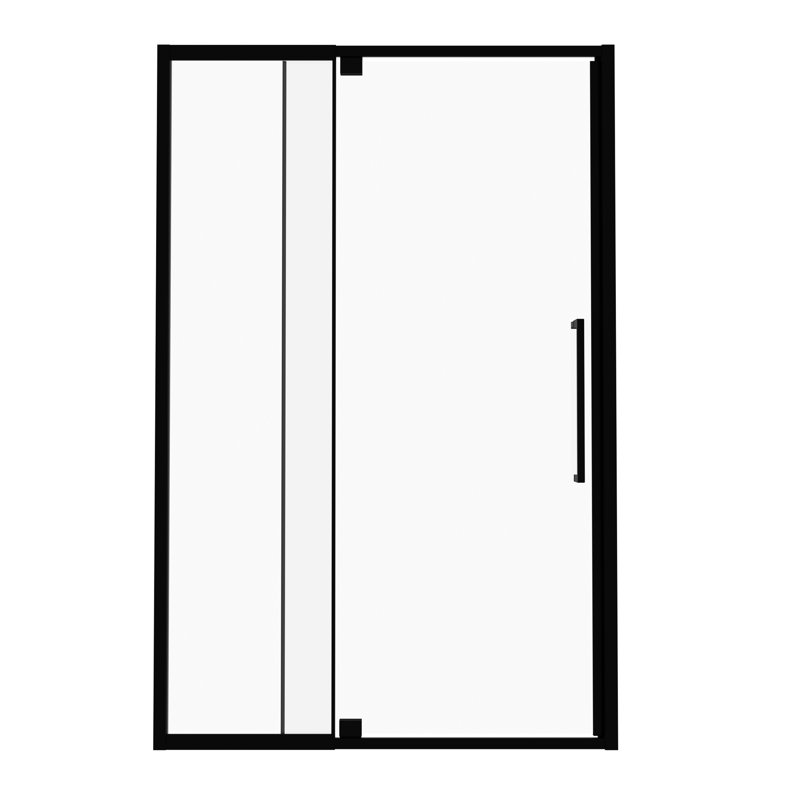 Matte Black Semi - Pivot Hinged Tempered Glass Shower Door 32 36 In. W, 72 H, 130 Rotatable Pivot, Reversible, Waterproof, Fits Irregular Bathroom Spaces Non Vertical Walls