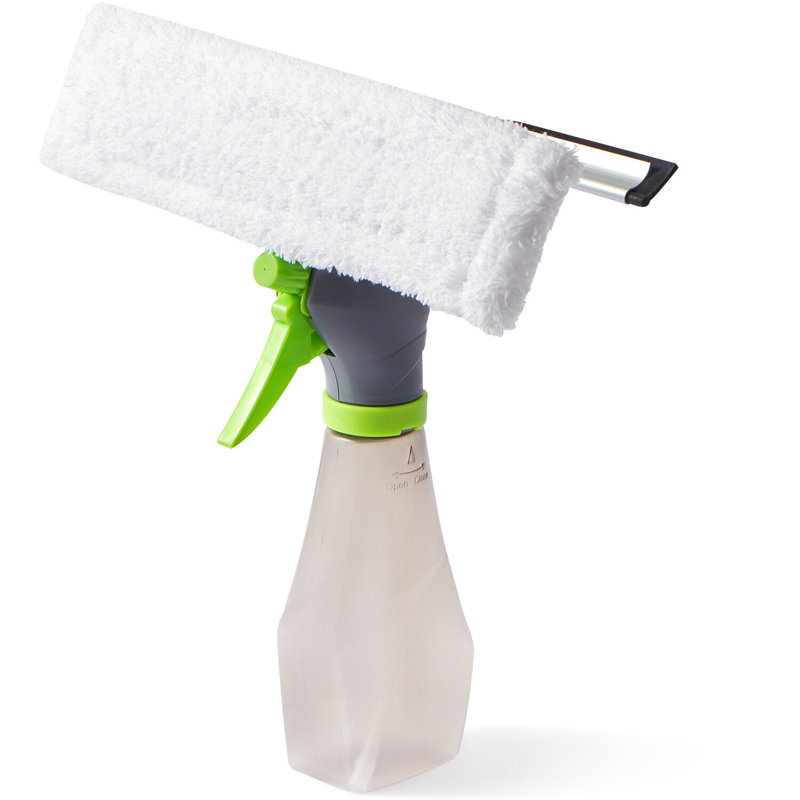 Glass Cleaner Spray Bottle with Built-in Squeegee