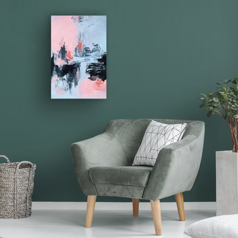 «Modern and Contemporary», rose et gris, abstrait 2, sur toile