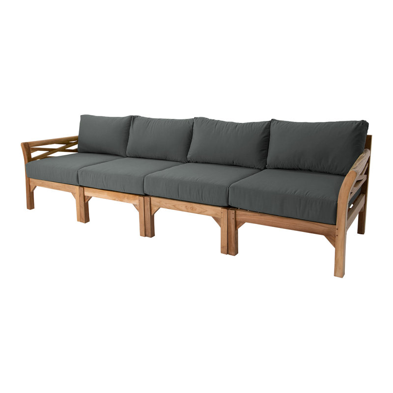 Monterey Teak Outdoor Deluxe Sofa with Sunbrella Cushions, Coal