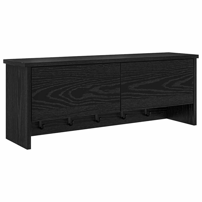 Wall-Mounted Coat Rack With Shelf 80 X 20 X 30 Cm, Black Oak