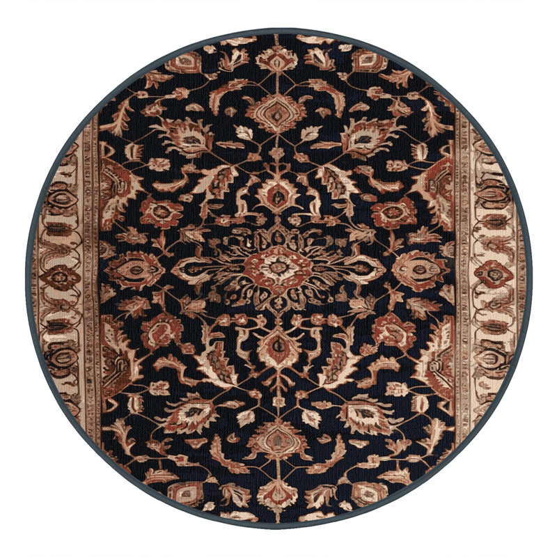 Tapis brun lavable à la machine, Rond 5 pi
