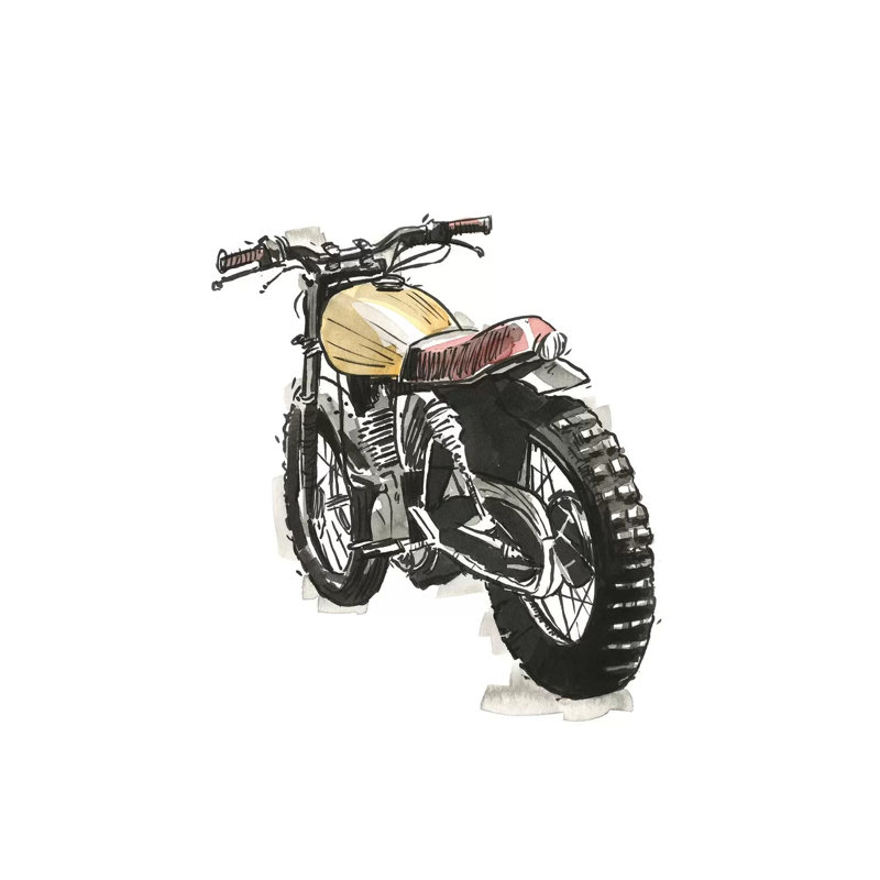Motorcycles In Ink III by Annie Warren - Wrapped Canvas Print, 101.6 cm H x 66.04 cm W x 3.175 cm D