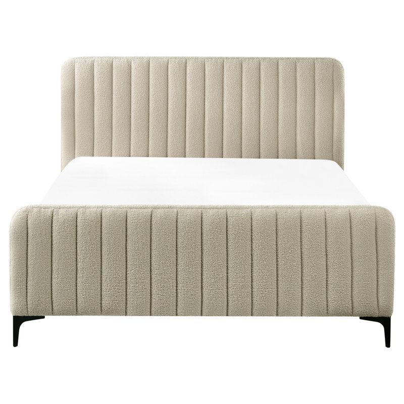 LUNAN Upholstered Bed, Beige, European Double (140 x 200 cm)