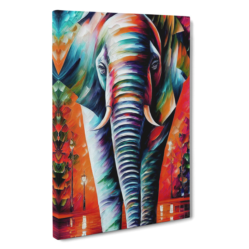 Colourful Elephant No.2 - Wall Art, Wrapped Canvas, 50cm H x 35cm W x 3cm D, No Matte