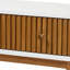 Console Mid-Century moderne, 1 tiroir, en bois Bayur deux tons pour le salon - naturel / blanc