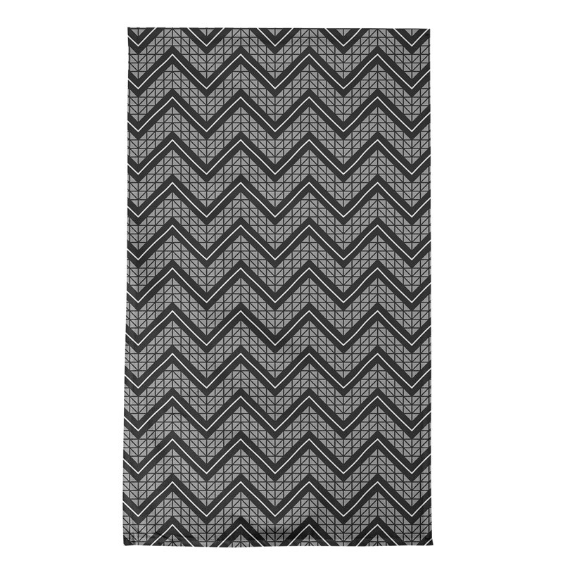Serviette à thé à chevrons à la main Stephenie, Noir / blanc, Polyester sergé