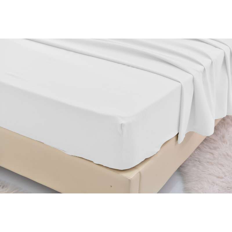 Ensemble de literie en rayonne de bambou, Blanc, Ensemble de draps pour lit simple TG + un drap-hou