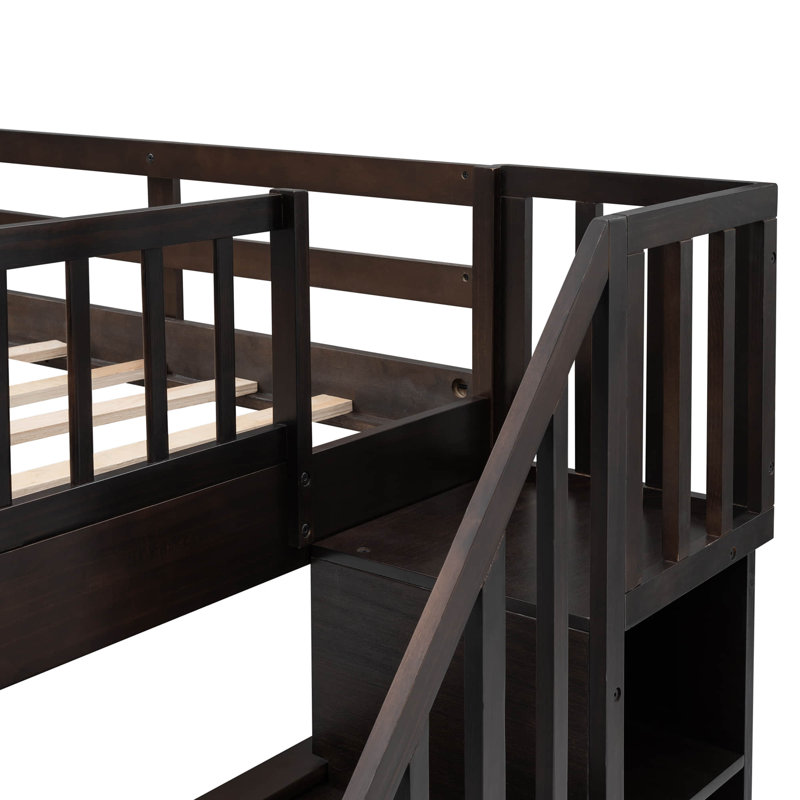 Aseante Kids Full Over Full Bunk Bed with Drawers, Espresso