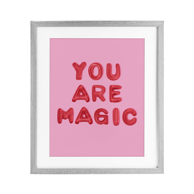 «You Are Magic», impression encadrée sous verre rouge et rose, design par Lish Creative, Cadre de ferme gris