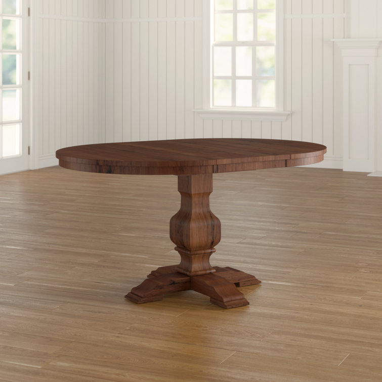 Round Extendable Dining Table Made of Oak and Steel MÅNE 