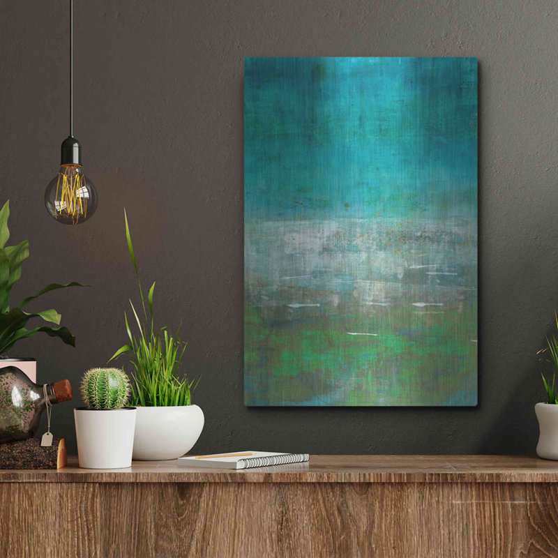 Orren Ellis «Green Oasis» par Iris Lehnhardt, art mural en métal, H 16 po x l 12 po