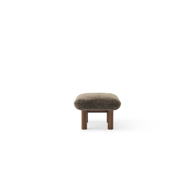 Brasilia Ottoman, Sheepskin Root, Walnut