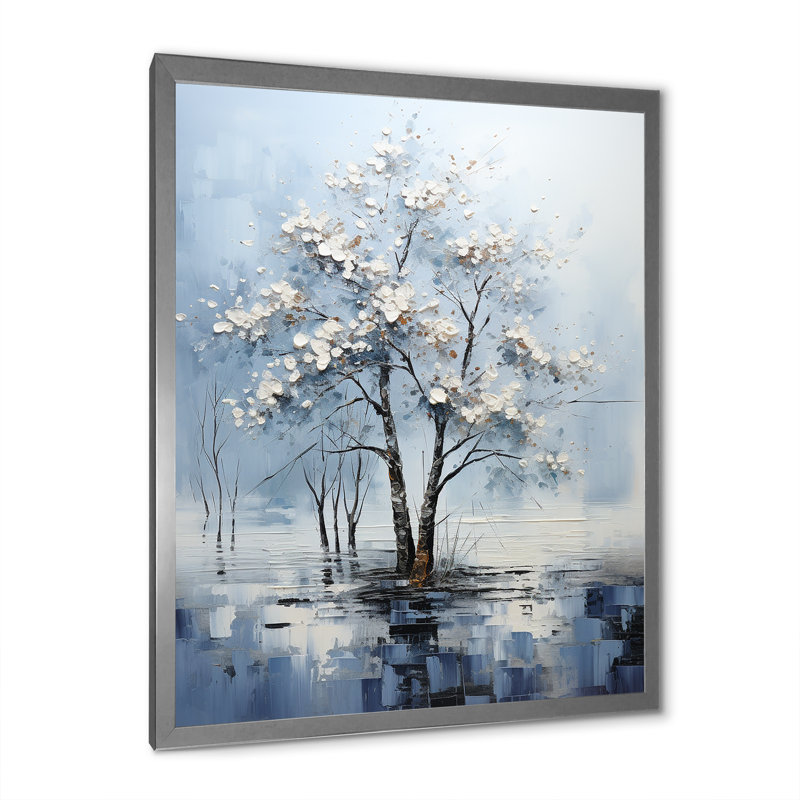 «Maple Trees In Stormy Blue Tones I» sur toile, Cadre photo argenté, H 44 po x l 34 po x P 1,5 po