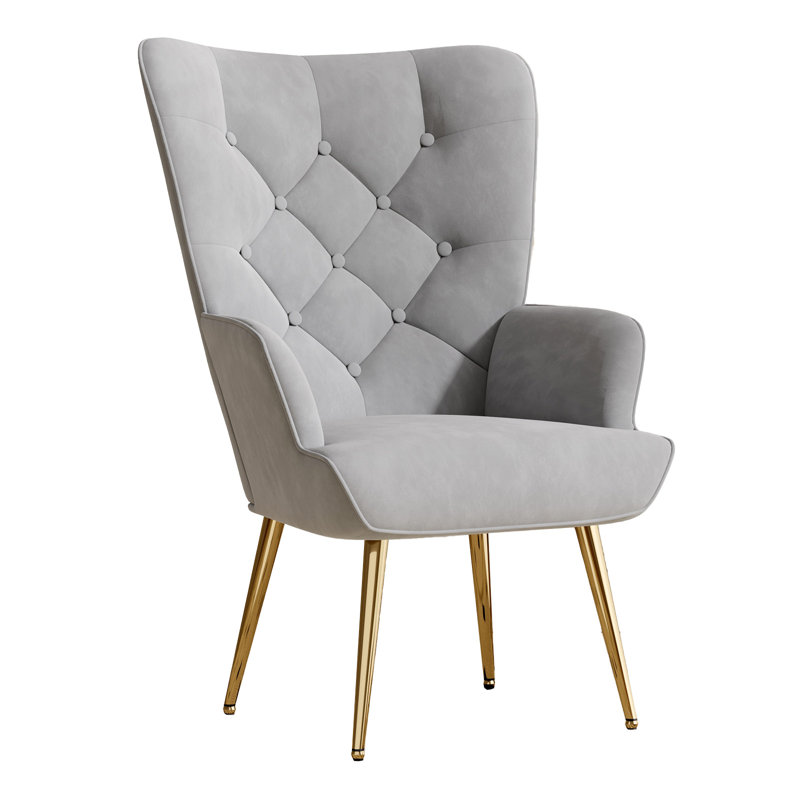 Pureza Velvet Wingback Chair, Blue Velvet