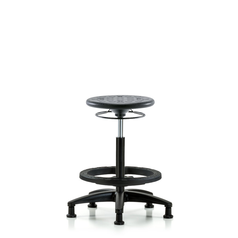 Tabouret de laboratoire à hauteur ajustable, Noir, Patins fixes