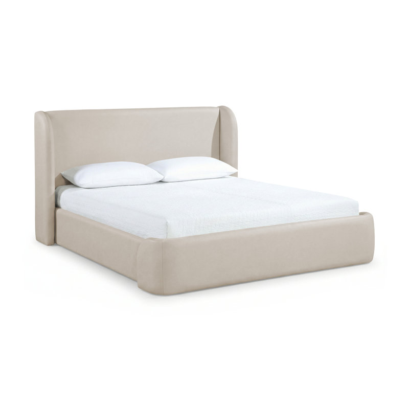Lit tapissier en cuir Diorio Vegan, Grand, Taupe Vegan Leather