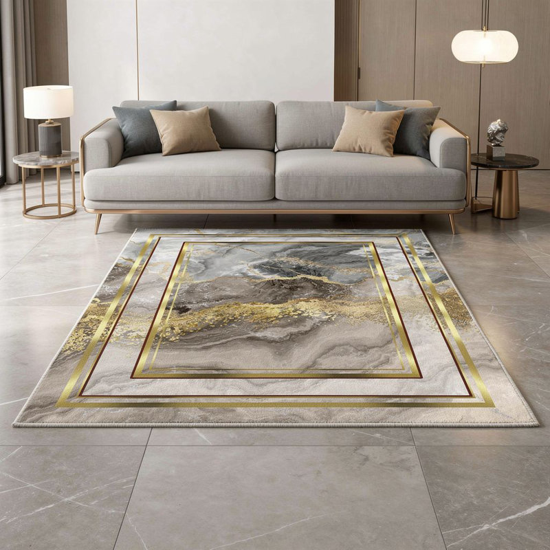 Tapis blanc / gris Aquilar, Tapis de couloir 3 pi 3 po x 9 pi 10 po