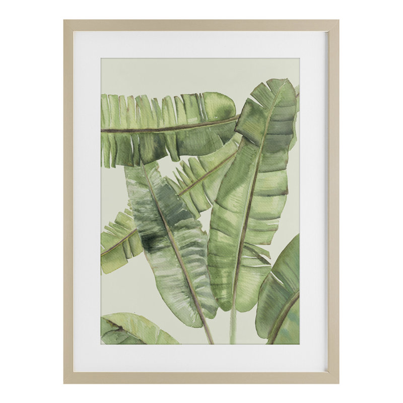 «Banana Leaves», reproduction encadrée sous verre, design par Errico & Slyp, H 20 po x l 14 po, Cadre de récolte en pin
