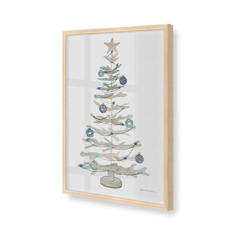 Imprimé d'arbre de Noël Sea Breeze, Érable brut encadré, H 37 po x l 25 po x P 1,25 po