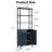 77" Tall Bookshelf with Cabinet, Freestanding Storage Cabinet with Solid Wood Legs, Retro Bookcase-1315302418