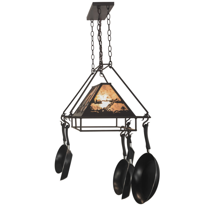 Moose at Lake Handcrafted Hanging Pot Rack, Oil Rubbed Bronze