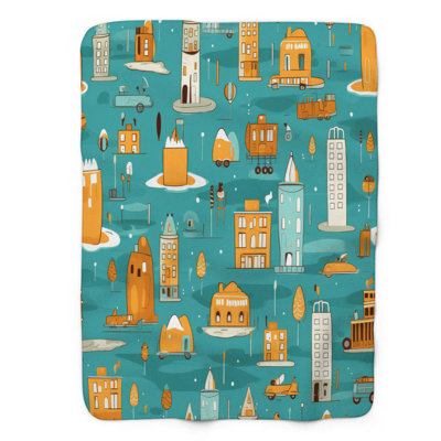Enchanted Cityscape - couverture sherpa de qualité supérieure 1 pièce