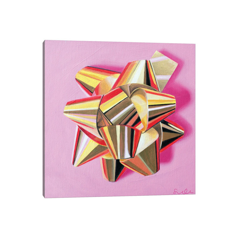 Gold Giftbow - reproduction d'art murale - toile tendue