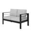 Causeuse de patio en aluminium toutes saisons 50 po avec coussins épais en oléfine gris clair