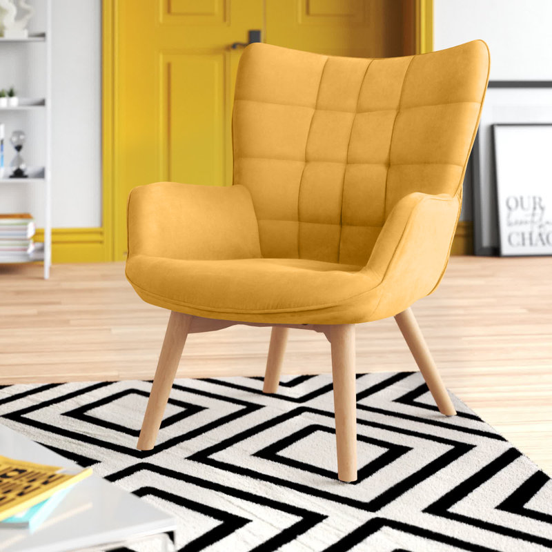 Drucker 68cm Wide Tufted Wingback Chair, Ginger Fabric