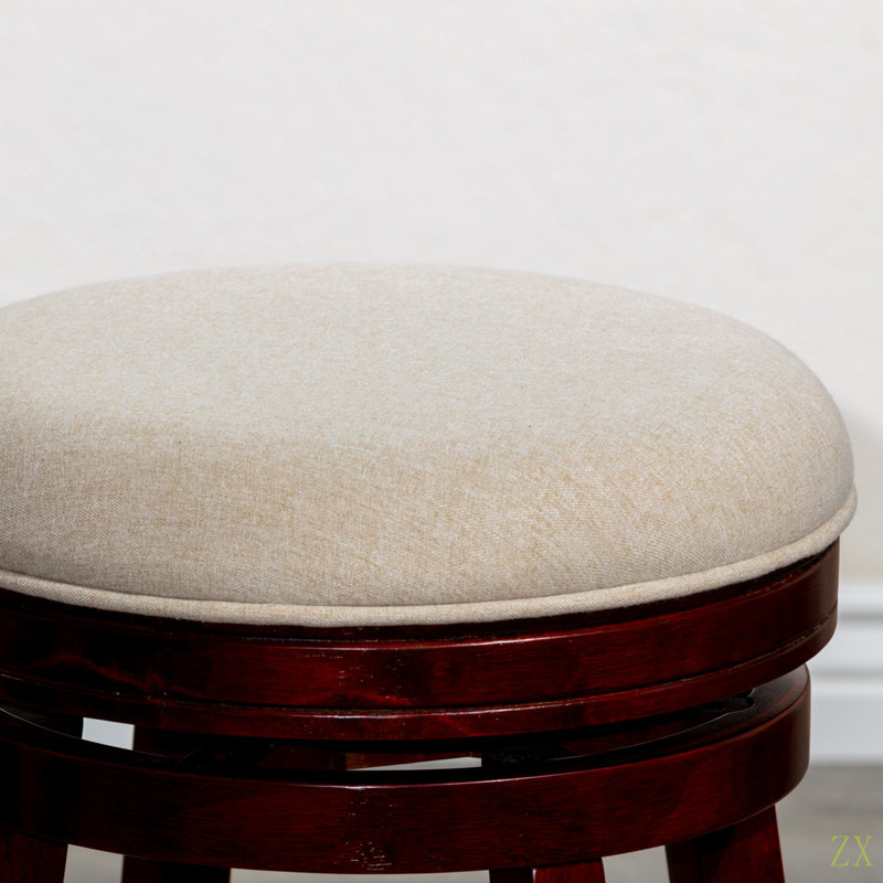Tabouret 30 ", siège en tissu fini, Siège crème / structure cerise