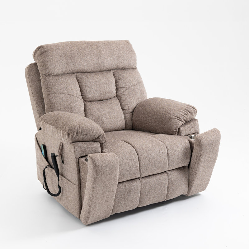 Oversized Electric Lift Chair With Flat High-Density Foam, Heating, Massage, 180-Degree Tilt, Cup Holders, And Dual OKIN Motors