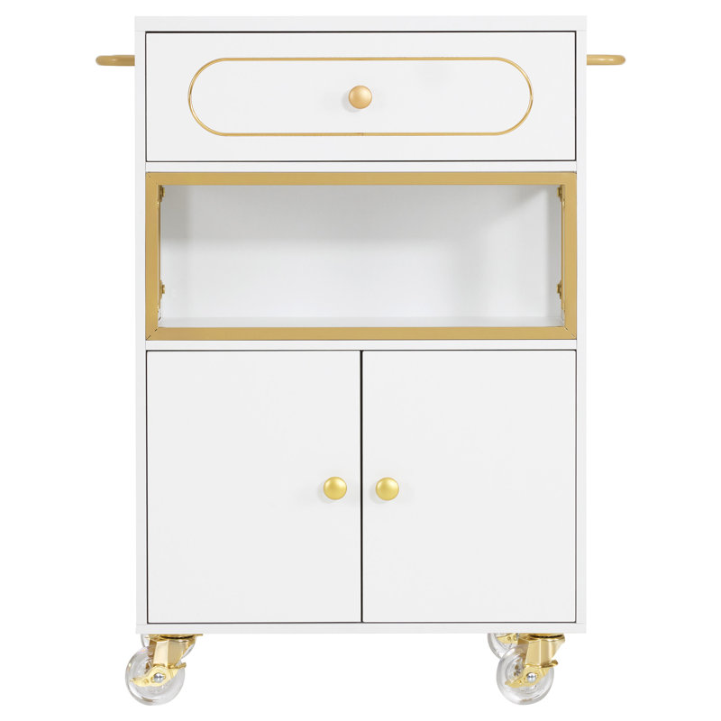 Chariot de salon avec tiroir, armoire de rangement et roues verrouillables, Petit