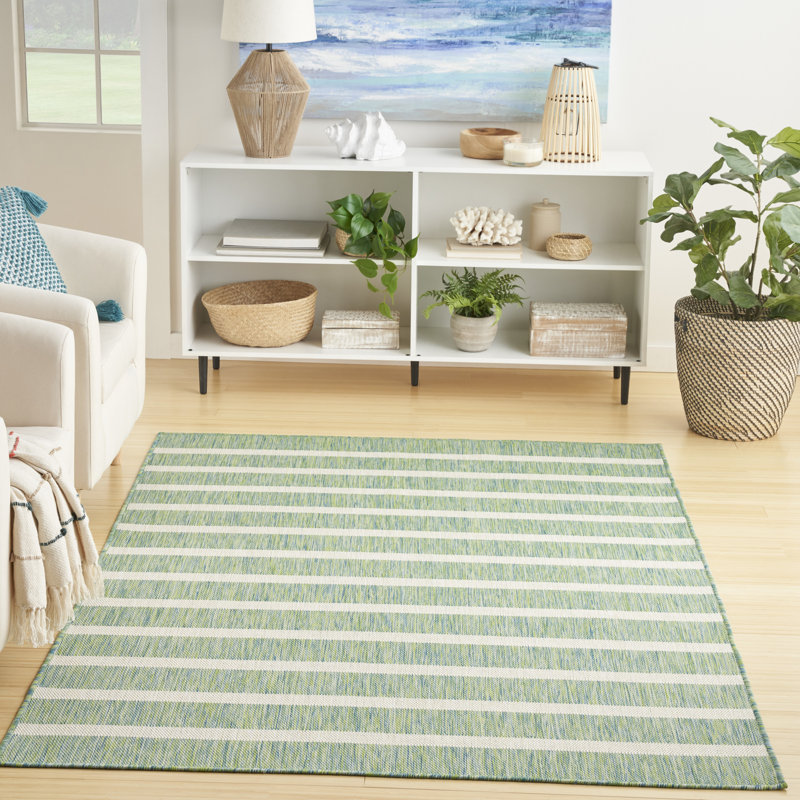Tapis intérieur / extérieur rectangulaire Shaila, Bleu/jaune, Rectangle 4 pi x 6 pi