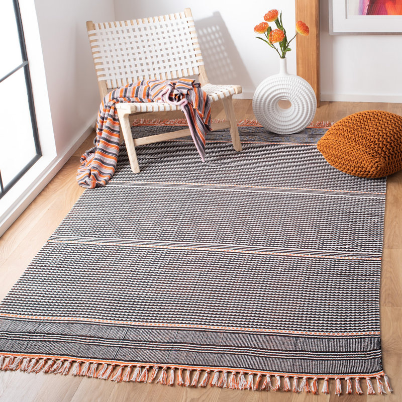 Tapis multicolore tissé à plat à la main Granada, Rectangle 8 pi x 10 pi