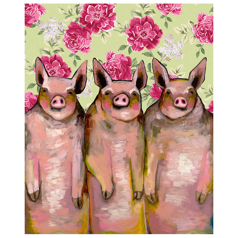 «Little Piggies», art sur toile, H 24 po x L 18 po x l 1,25 po