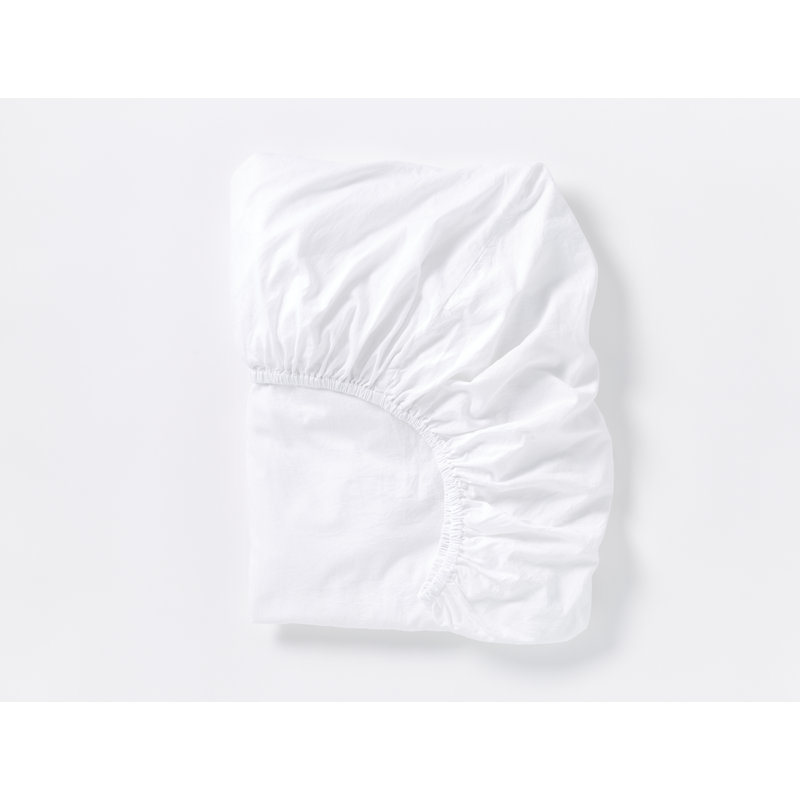 Crinkled 100% Cotton Percale Fitted Sheet, Queen Fitted Sheet, Alpine White