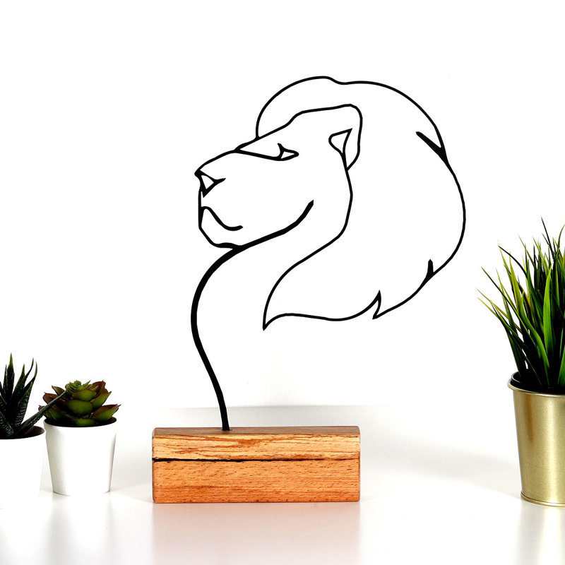 Elegant Decorative Object, Black Metal with Wood Base, 6.7 x 12.6 x 1.4 inches | 100% Metal (Thickness: 0.08 inches), Sturdy & Stylish | Perfect for Home Decor, Modern Aesthetic & Unique Accent Piece