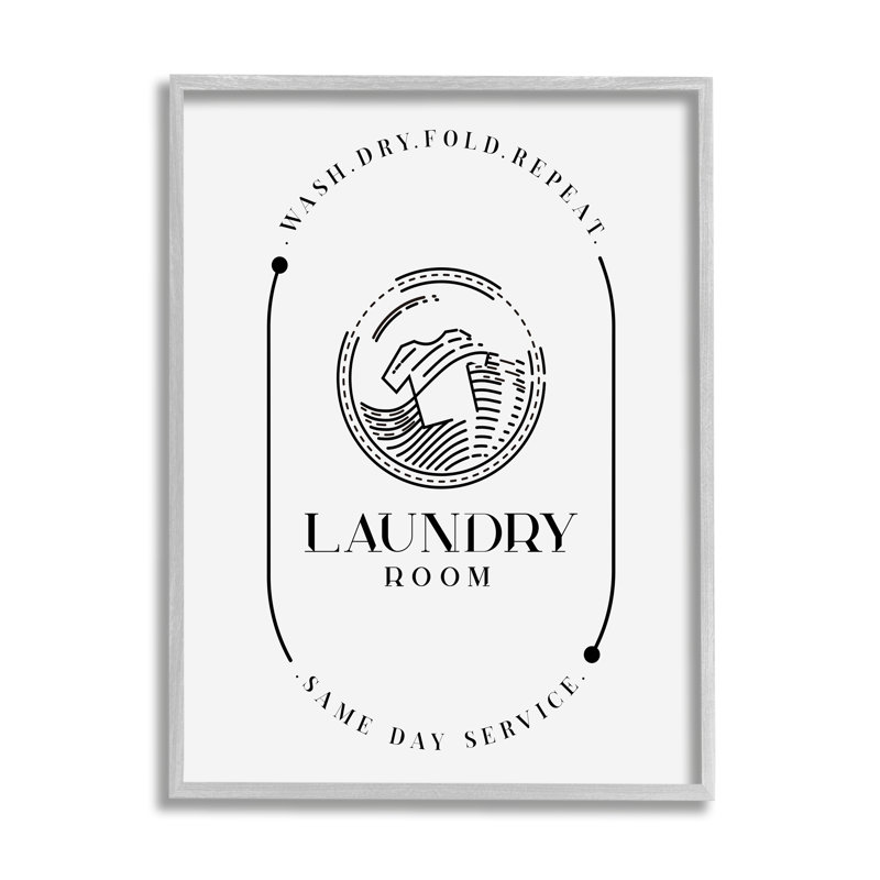 " Laundry Room Washing Machine Same Day Service Script ", 30" H x 24" W, Farmhouse Gray Framed Giclee
