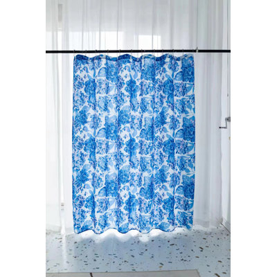 Floral Shower Curtain with Hooks Included